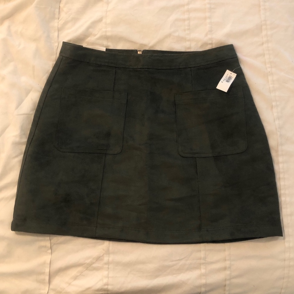Faux Suede Mini Skirt with pockets